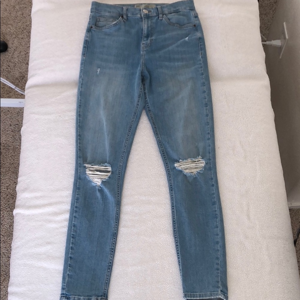 Topshop Moto Jamie Ripped Light Blue Denim Jeans
